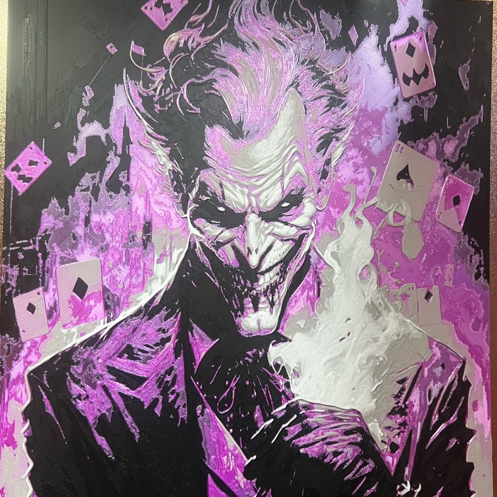 Purple and White Joker Art Print 3D Material